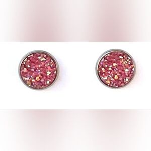 Pink glitter stud earrings